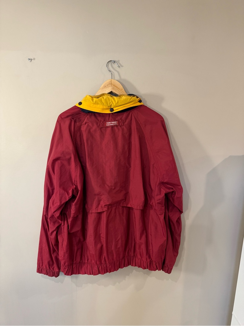 Vintage Northern Elements Windbreaker Jacket Men’s Medium Red Yellow Hooded - Picture 6 of 11